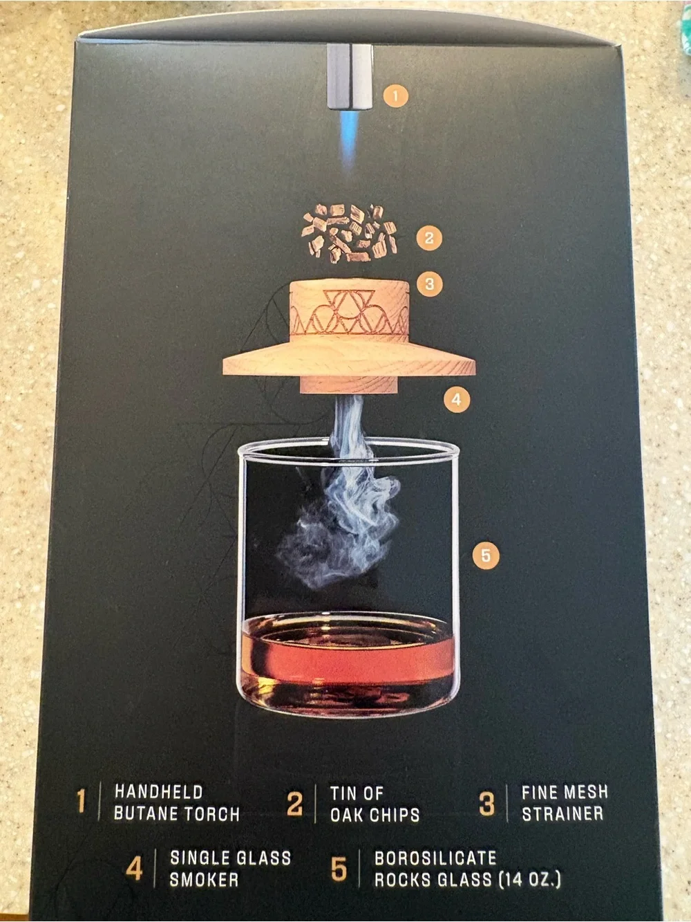NIB Alchemi Single Serve Smoked Cocktail Kit Torch Glass Wood Smoker Set - Picture 6 of 9